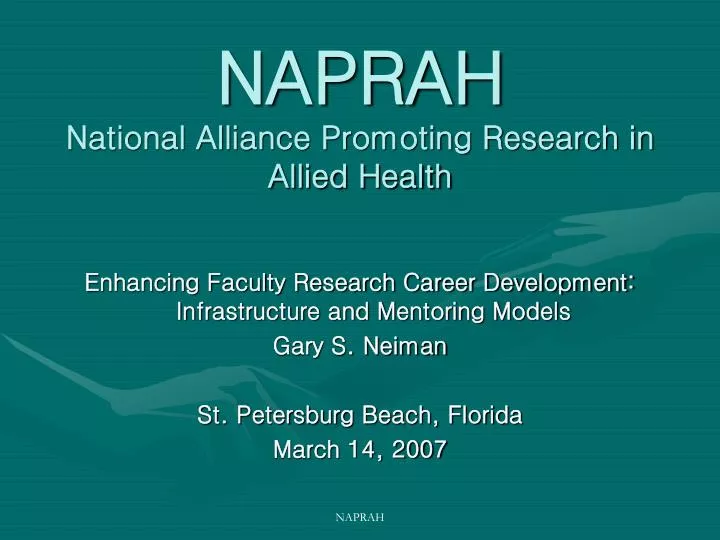 naprah national alliance promoting research in allied health