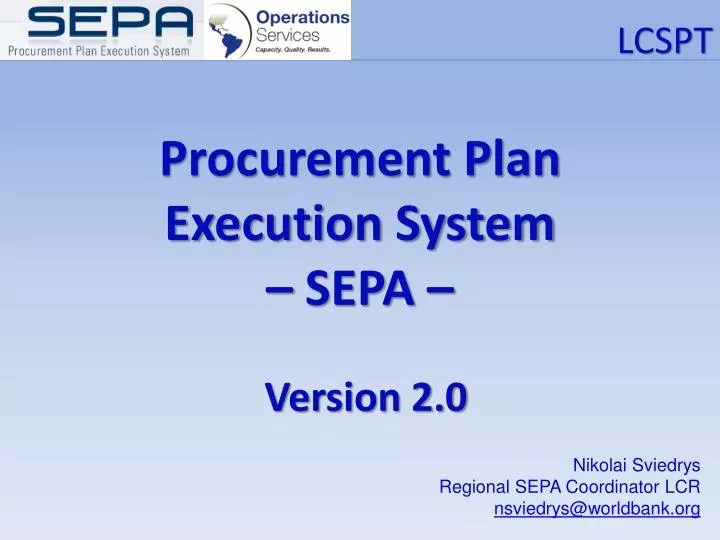 procurement plan execution system sepa