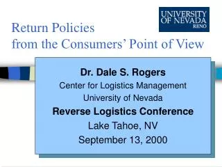 Return Policies from the Consumers’ Point of View