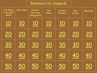 Westward Ho! Jeopardy