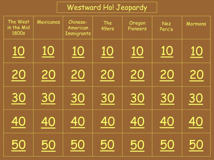 westward ho jeopardy
