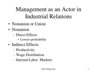 Management as an Actor in Industrial Relations