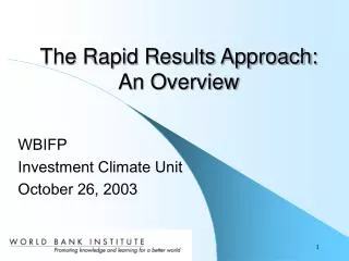 The Rapid Results Approach: An Overview