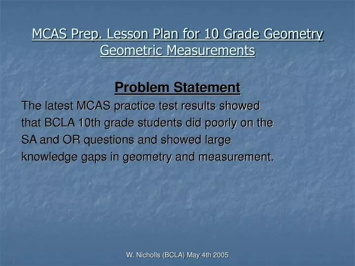 mcas prep lesson plan for 10 grade geometry geometric measurements