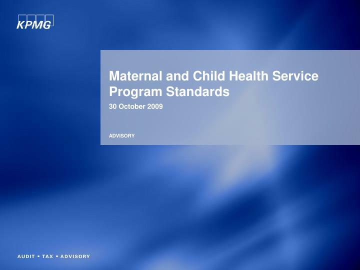 maternal and child health service program standards