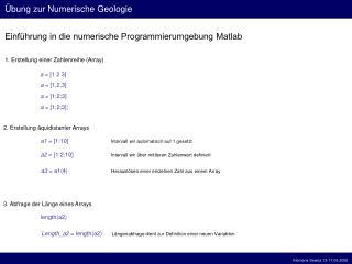 Einführung in die numerische Programmierumgebung Matlab