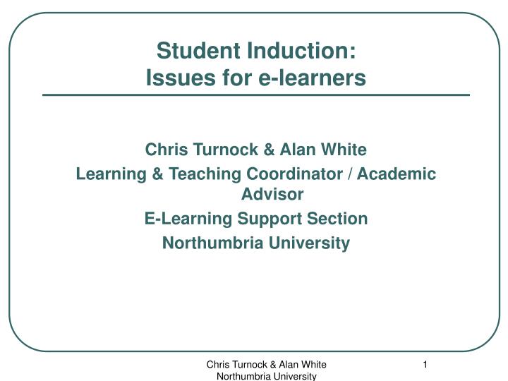 student induction issues for e learners