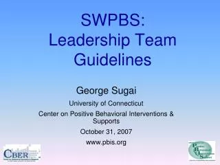 SWPBS: Leadership Team Guidelines