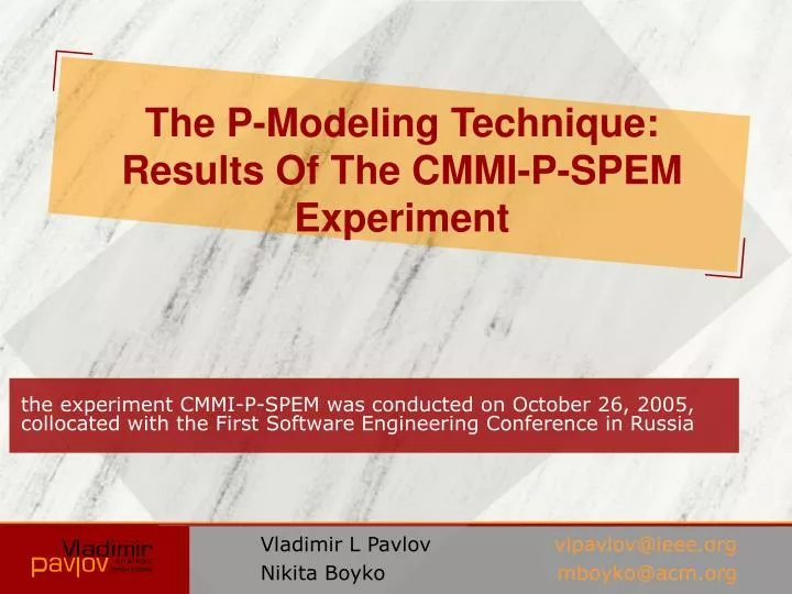 the p modeling technique results of the cmmi p spem experiment