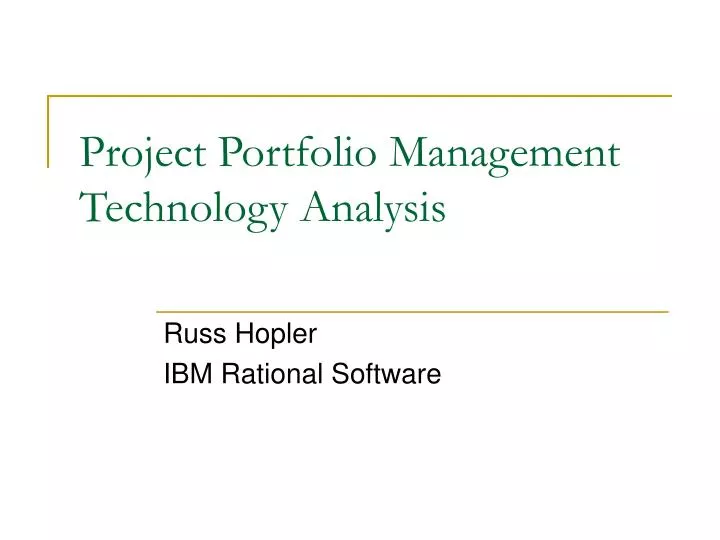 project portfolio management technology analysis