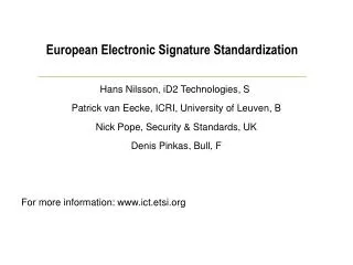 European Electronic Signature Standardization