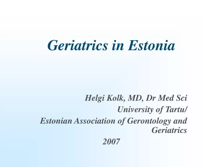 geriatrics in estonia