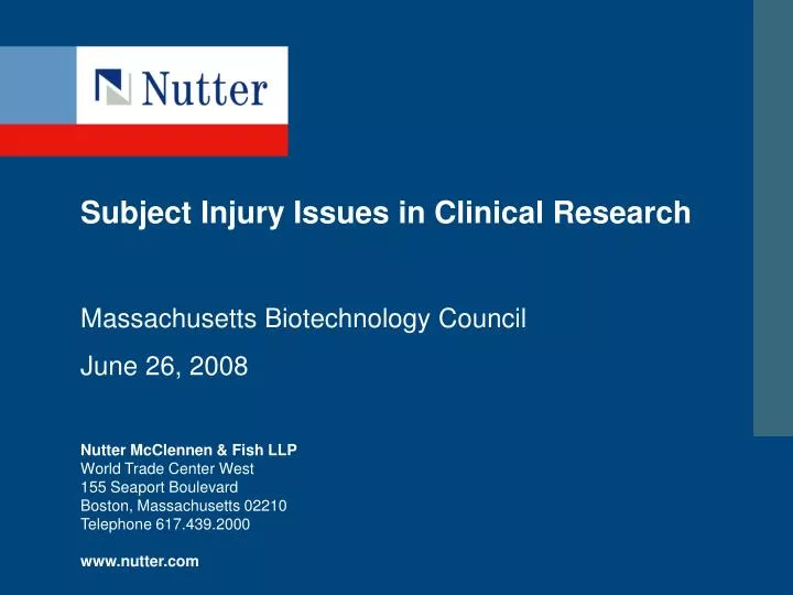 subject injury issues in clinical research