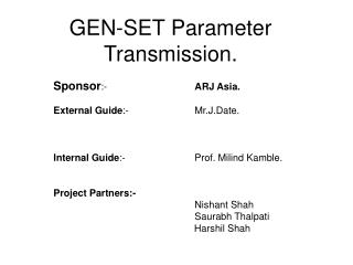 GEN-SET Parameter Transmission.