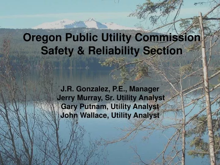 oregon public utility commission safety reliability section