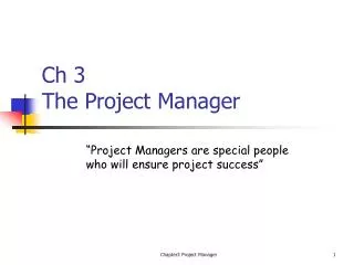 Ch 3 The Project Manager
