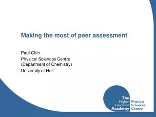 Making the most of peer assessment