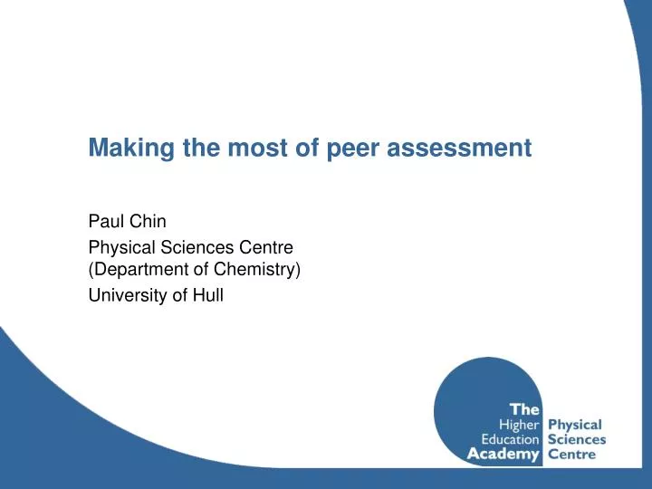 making the most of peer assessment