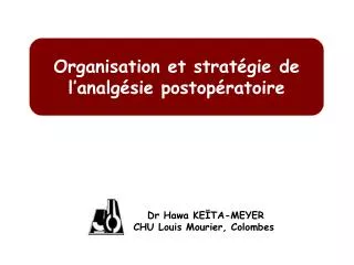 Organisation et stratégie de l’analgésie postopératoire