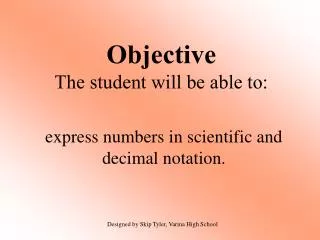 objective the student will be able to