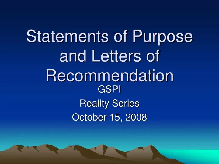 statements of purpose and letters of recommendation