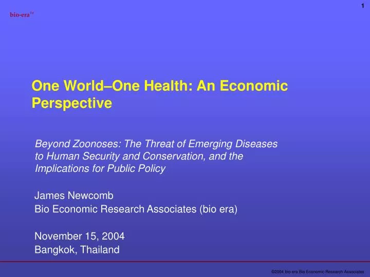 one world one health an economic perspective