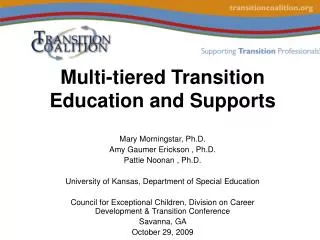 Multi-tiered Transition Education and Supports