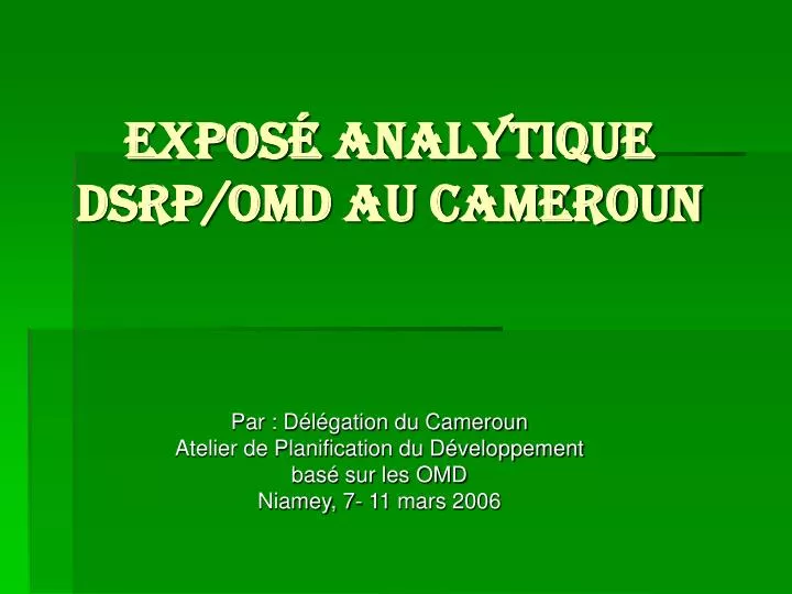 expos analytique dsrp omd au cameroun