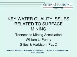 KEY WATER QUALITY ISSUES RELATED TO SURFACE MINING