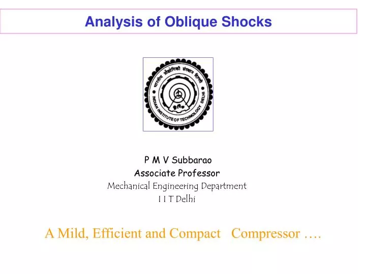 analysis of oblique shocks