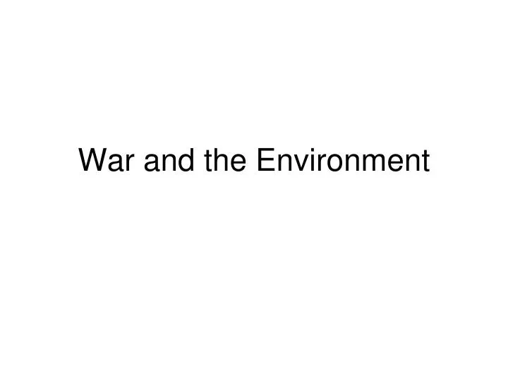 war and the environment