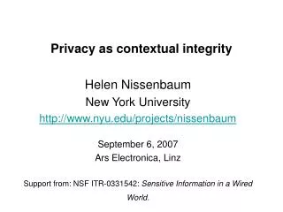 Privacy as contextual integrity