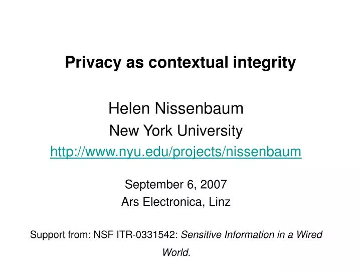 privacy as contextual integrity