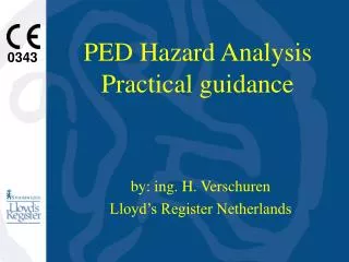 PED Hazard Analysis Practical guidance