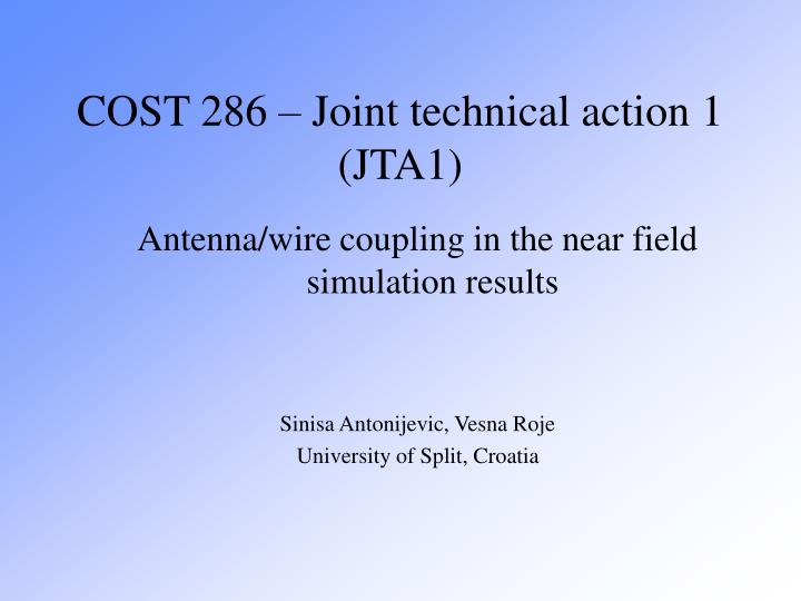 cost 286 joint technical action 1 jta1