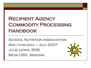 Recipient Agency Commodity Processing Handbook