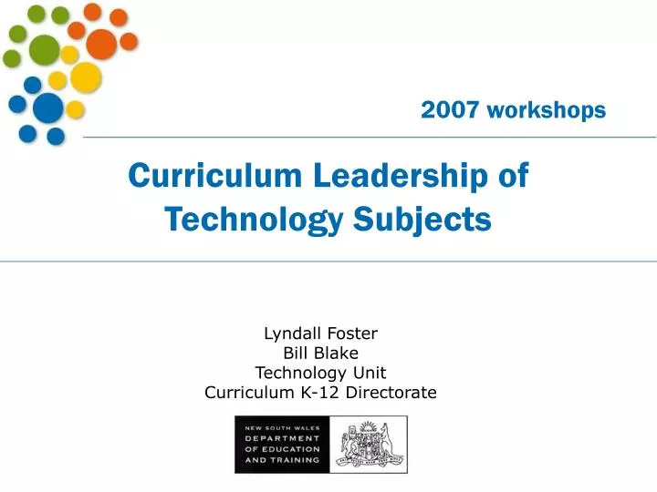 curriculum leadership of technology subjects