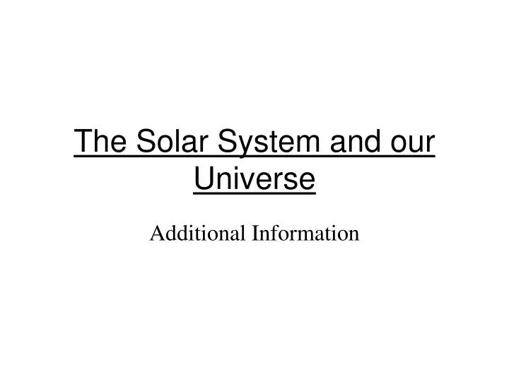 the solar system and our universe