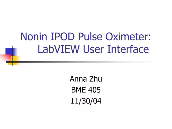 nonin ipod pulse oximeter labview user interface