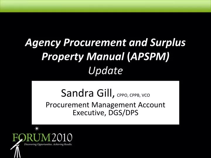 agency procurement and surplus property manual apspm update
