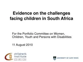 Evidence on the challenges facing children in South Africa