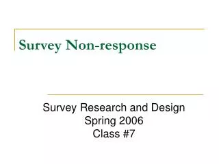 Survey Non-response
