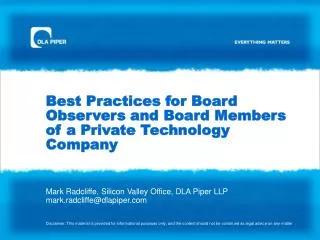 Best Practices for Board Observers and Board Members of a Private Technology Company