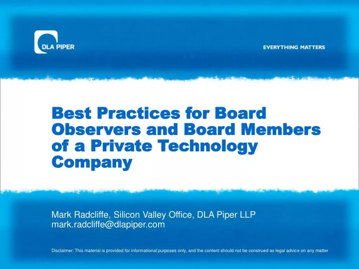 best practices for board observers and board members of a private technology company