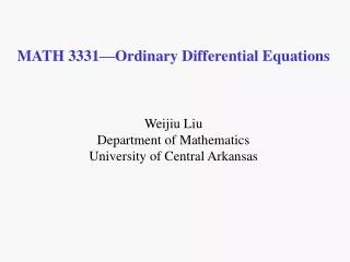 MATH 3331—Ordinary Differential Equations