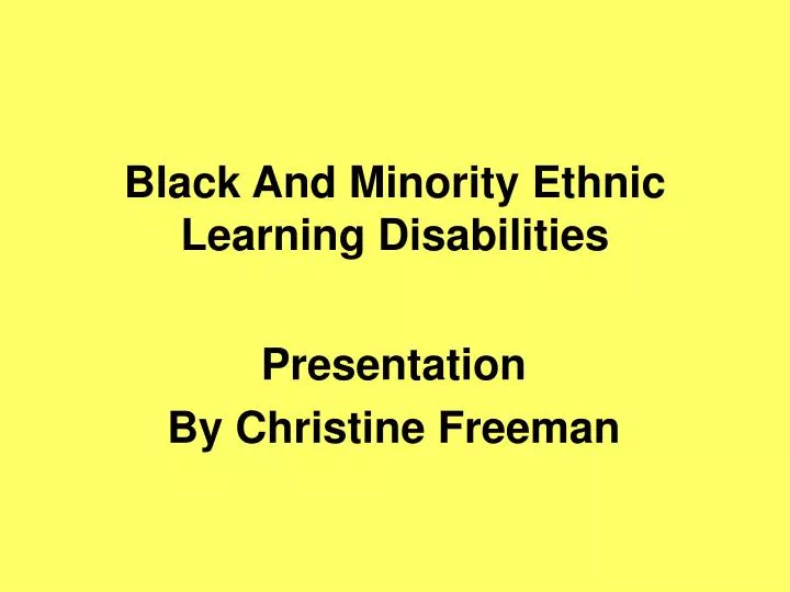 black and minority ethnic learning disabilities