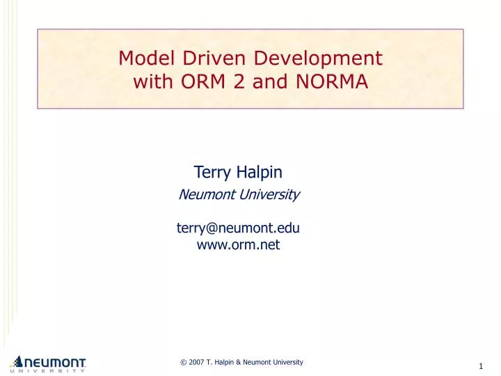 model driven development with orm 2 and norma