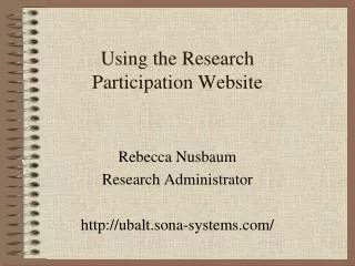 Using the Research Participation Website