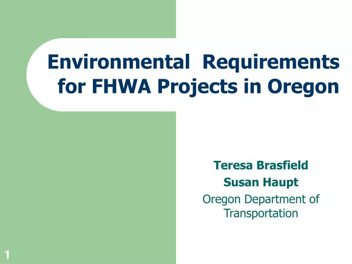 environmental requirements for fhwa projects in oregon