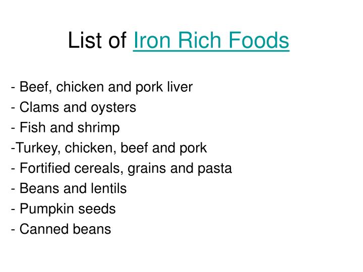 list of iron rich foods